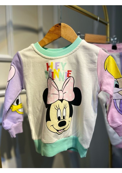 Hi Mini Beyaz Kol Desenli Kız Çocuk Alt-Üst Takım modelleri