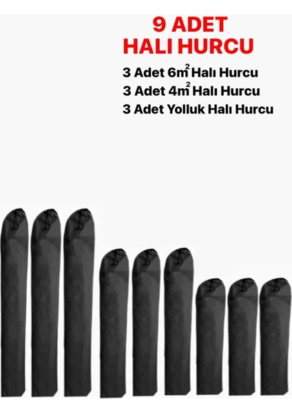 Siyah 9'lu Halı Koruma Seti, Kılıf ve Ambalaj, Kolay Saklama ve Taşıma