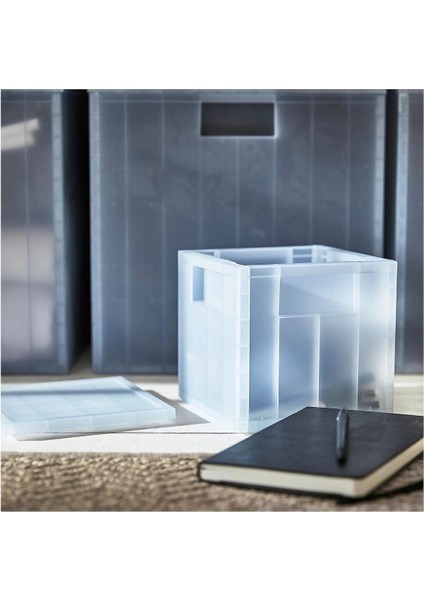 Şeffaf Gri Mavi Kapaklı Kutu 16.5X16.5X16.5 cm fiyatları