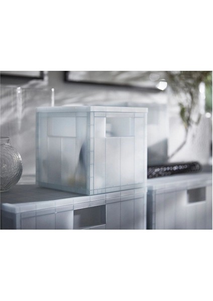 Şeffaf Gri Mavi Kapaklı Kutu 16.5X16.5X16.5 cm modelleri