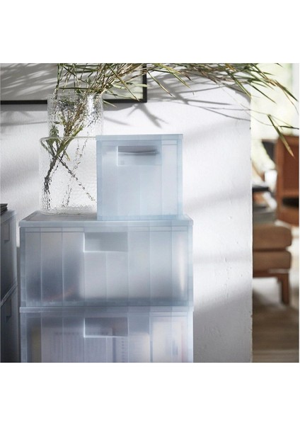 Şeffaf Gri Mavi Kapaklı Kutu 16.5X16.5X16.5 cm fırsatları