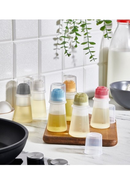 Çok Renkli Silikon Yağ ve Yumurta Fırçası, Yağlık, Fırçalı, Hazneli, Pratik Kullanım