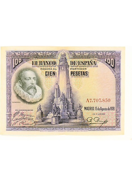 Spaın Ispanya 100 Pesetas 1928 – Au/ça