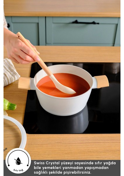 Bej Midi 4 Parça Tencere Seti, Indüksiyon Tabancalı, Dayanıklı ve Şık Tasarım