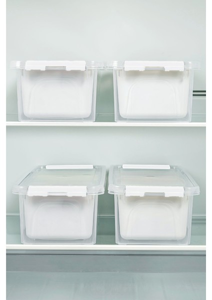 4'lü Uzun Kapaklı Saklama Kabı Seti, 3,5 Litre, Beyaz modelleri