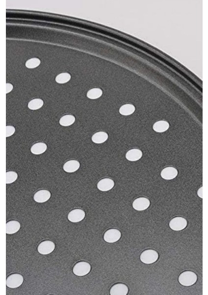 32 cm Paslanmaz Çelik Büyük Pizza Tepsisi, Yanmaz ve Yapışmaz, Şık Siyah Renk fiyatları