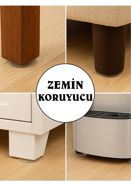 4 Adet Şeffaf Zemin Koruyucu Silikon Mat Gürültü Engelleyici Estetik Ped Dayanıklı Zemin Koruma 70 mm