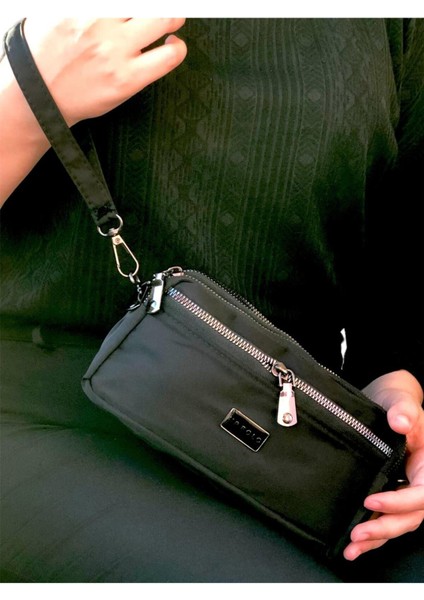 Saten 4 Bölmeli Özel Ayarlanabilir Hem Omuz Hem Kol Askılı Kalemlik El Çantası