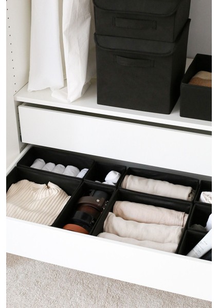 6'lı Siyah Çocuk Odası Dolap ve Çekmece Içi Organizer Seti modelleri