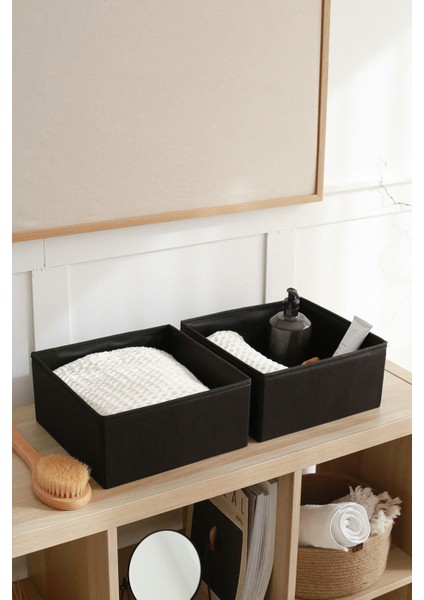 6'lı Siyah Çocuk Odası Dolap ve Çekmece Içi Organizer Seti