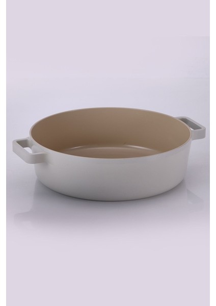 30 cm Bej Alüminyum Cam Kapaklı Sığ Tencere, Dayanıklı ve Şık Mutfak Ürünü modelleri