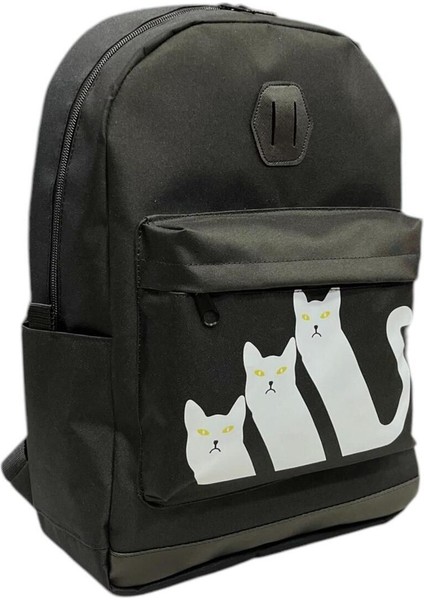 Kedi Desen Detayı Su Geçirmez Kumaş Espak Model Sırt Çantası