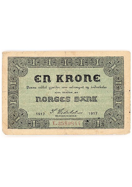 Norway Norveç 1 Krone 1917 Vf+ To Fine