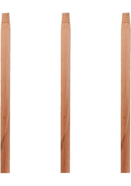 Gürgen Ahşap Vidalı Fırça Faraş Çeksil Süpürge Sapı, 120 Cm, 3 Adet