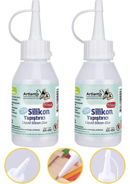 Sıvı Silikon Yapıştırıcı 50 ml 2 Adet Brons Silikon Yapıştırıcı Sıvı 50 gr Plastik Cam Mermer Kağıt Karton Tahta Köpük