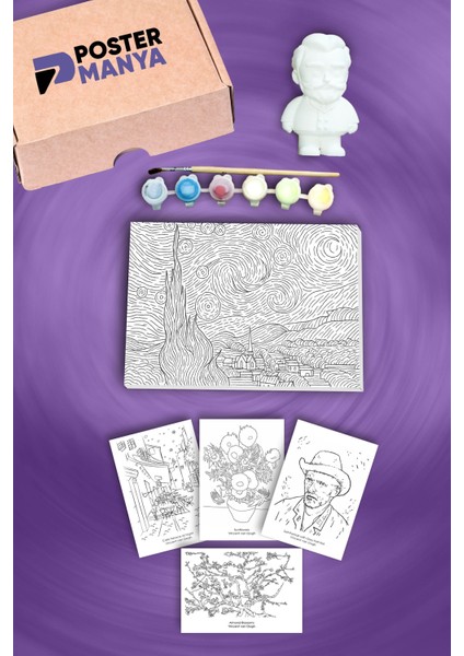 Van Gogh Sanat Kutusu, Yetişkinler Için Boyama Hobi Seti, 3D Figür, Tuval, Boyama Kartları, Hediye