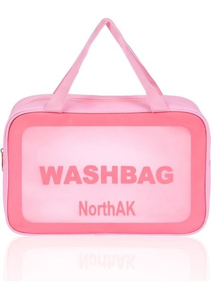 3'lü Set Şeffaf Seyahat Makyaj Çantası - Kozmetik ve Makyaj Çantası 3 Adet Seyahat Çantası Pembe modelleri