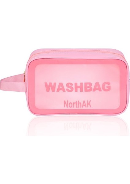 3'lü Set Şeffaf Seyahat Makyaj Çantası - Kozmetik ve Makyaj Çantası 3 Adet Seyahat Çantası Pembe fırsatları
