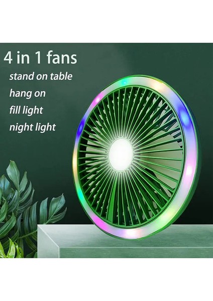 Küçük Masa Fanı Kişisel Fan USB ile Çalışan Taşınabilir Fan, 3 Hız Miti Renkli LED Ortam Işığı modelleri