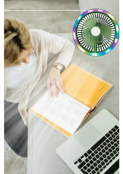 Küçük Masa Fanı Kişisel Fan USB ile Çalışan Taşınabilir Fan, 3 Hız Miti Renkli LED Ortam Işığı fırsatları