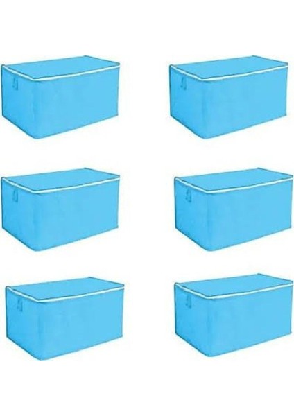 Mavi Renkli 4'lü Büyük Boy Çok Amaçlı Yorgan ve Eşyalar Için Hurç Seti