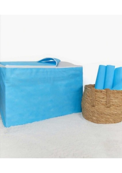 Mavi Renkli 4'lü Büyük Boy Çok Amaçlı Yorgan ve Eşyalar Için Hurç Seti