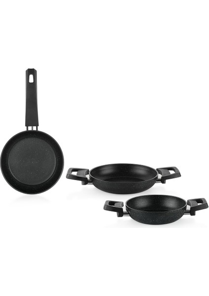 3'lü Siyah Tava ve Sahan Seti, Dayanıklı ve Şık Mutfak Gereciği fiyatları