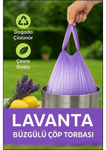 30 Adet Lavanta Kokulu Büzgülü Orta Boy Avantaj Paket Çöp Poşetleri Çöp Torbaları 55X60 cm fiyatları