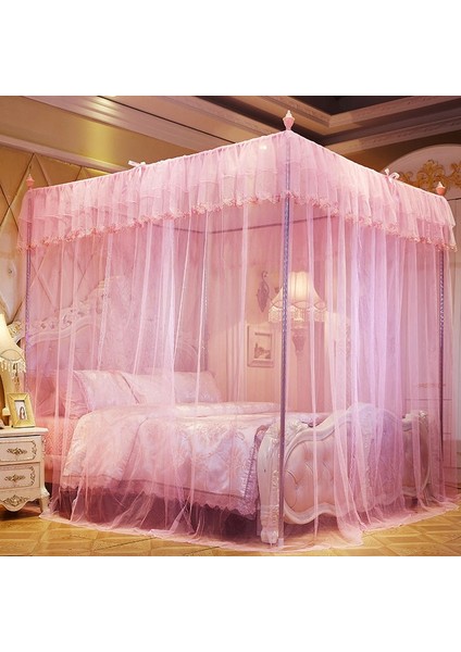 Saray Tarzı Şifreleme Ayaklı Paslanmaz Çelik Üç Kapılı Cibinlik, Özellikler: 25 mm Braket, Boyut: 180X220 cm (Pembe) (Yurt Dışından) fiyatları