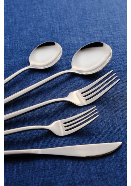 Şık 6 Kişilik 30 Parça Çatal Kaşık Bıçak Takımı Gümüş Seti modelleri