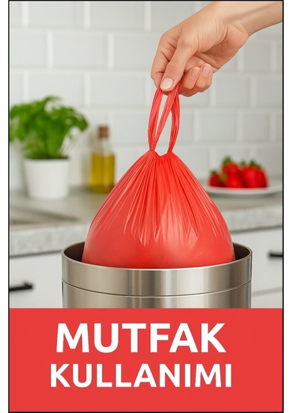 30 Adet Çilek Kokulu Büzgülü Orta Boy Avantaj Paket Çöp Poşetleri Çöp Torbaları 55X60 cm fiyatları