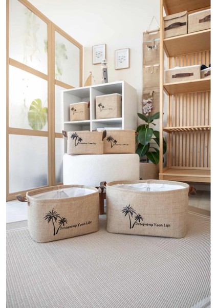 Katlanabilir Jüt Sepet, Çocuk Odası ve Dolap Içi Düzenleyici 40X30X24