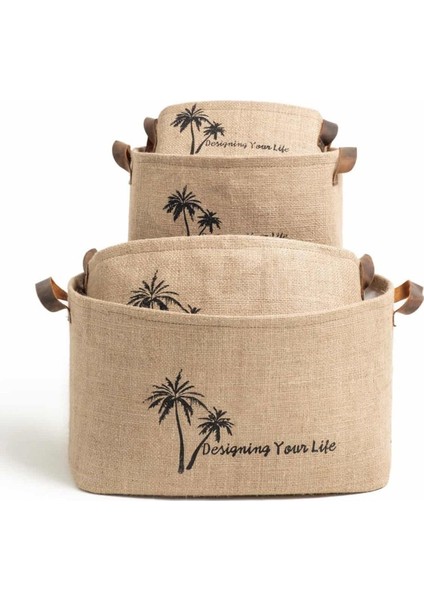 Katlanabilir Jüt Sepet, Çocuk Odası ve Dolap Içi Düzenleyici 40X30X24