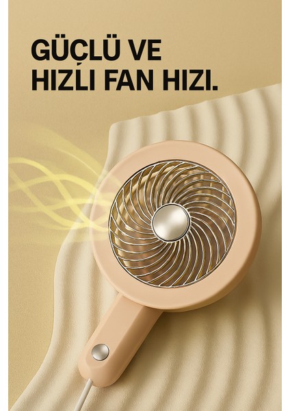 Mini Vantilatör – Şarjlı, 3 Hız Ayarlı, Taşınabilir El Fanı