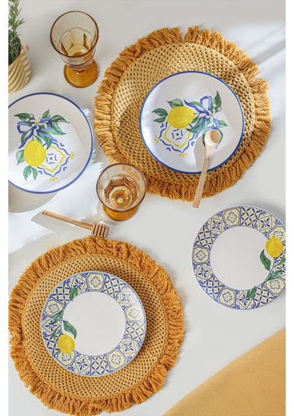 Renkli Ege Pasta Tabağı 20 cm 4'lü Set, Şık ve Kullanışlı Ev Dekoru.