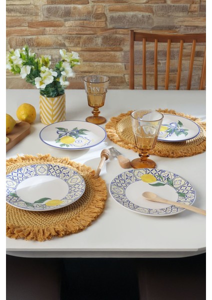 Renkli Ege Pasta Tabağı 20 cm 4'lü Set, Şık ve Kullanışlı Ev Dekoru. fiyatları