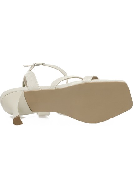 25S-218 5fx Bej Kadın Topuklu Sandalet