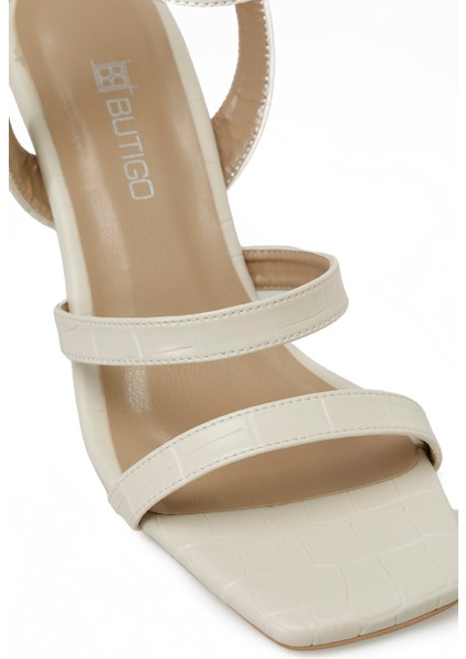 25S-218 5fx Bej Kadın Topuklu Sandalet