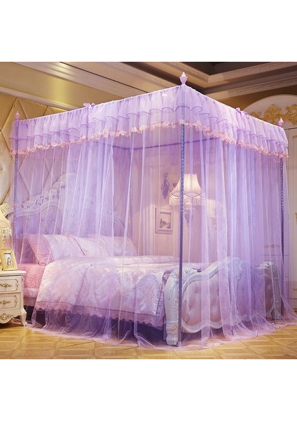 Saray Tarzı Şifreleme Ayaklı Paslanmaz Çelik Üç Kapılı Cibinlik, Özellikler: 32 mm Braket, Boyut: 180X220 cm (Mor) (Yurt Dışından) fiyatları