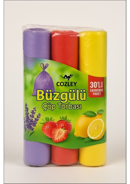30 Adet Limon Kokulu Büzgülü Orta Boy Avantaj Paket Çöp Poşetleri Çöp Torbaları 55X60 cm indirimleri