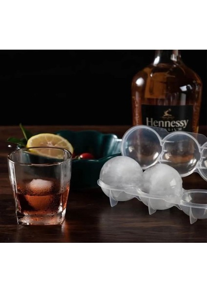 4'lü Yuvarlak Buz Topu Kalıbı, Buzluk ve Sunum Için Şeffaf Tasarım