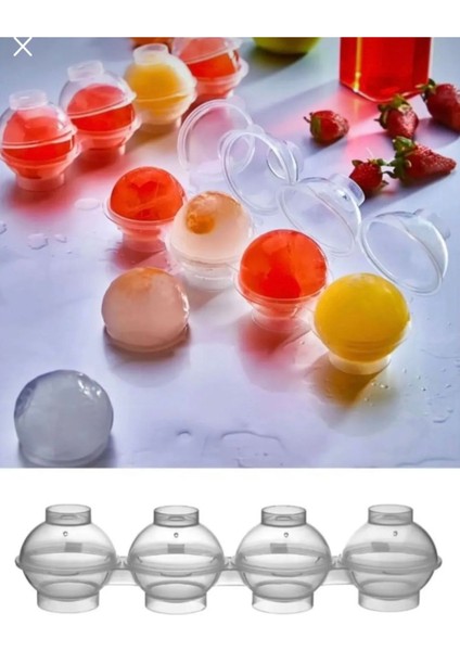 4'lü Yuvarlak Buz Topu Kalıbı, Buzluk ve Sunum Için Şeffaf Tasarım fiyatları