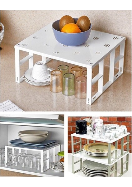 Büyük Dolap Içi Metal Raf Seti, Bardak ve Düzenleme Rafları, Beyaz, 4'lü fiyatları