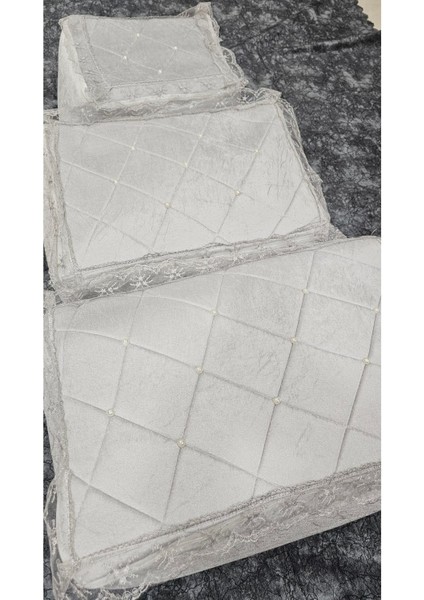 Kadife 3'lü Bohça Seti, Gri, Nişan ve Düğün Için Şık ve Zarif Tasarım fiyatları