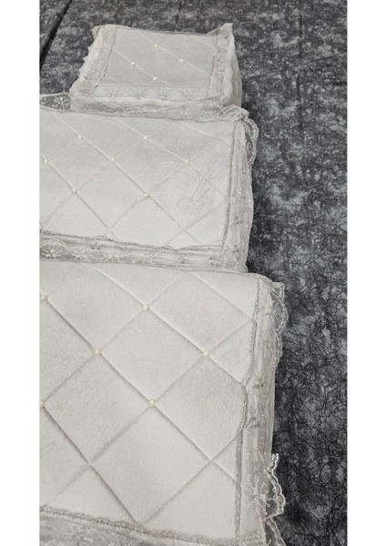 Kadife 3'lü Bohça Seti, Gri, Nişan ve Düğün Için Şık ve Zarif Tasarım modelleri