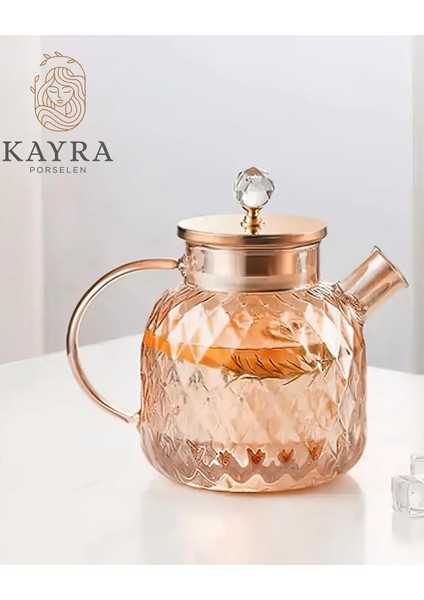 Kabartmalı Borosilikat Cam Demlik 1000ML ROYALEKS-CM-2006