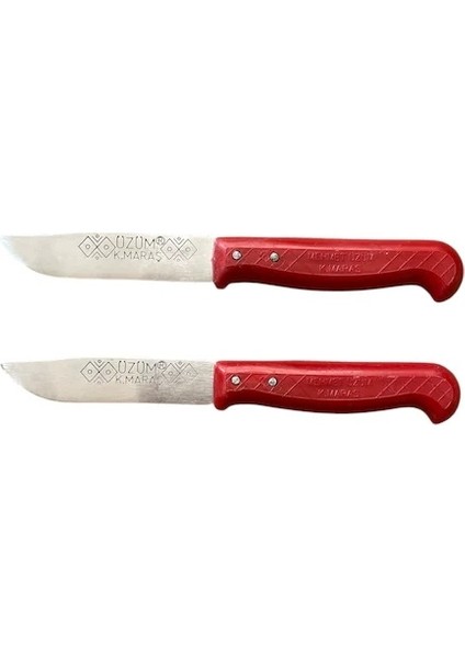Maraş Mutfak Bıçak Seti 2 Adet Doğrama Bıçağı 21 cm Kırmızı