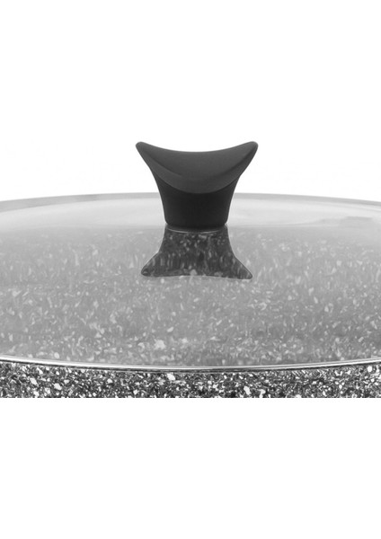 Gri Ultra Granit Basık Tencere 22 Cm, Şık ve Dayanıklı Mutfak Gereci