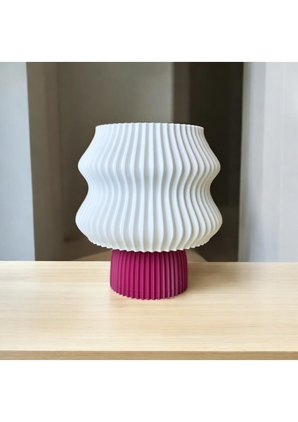 Dalga Formlu Modern Masa Lambası – Eflatun Taban | Kabuk Factory Tasarımı fiyatları