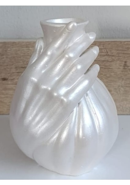 Vazo El Şekilli Vazo Dekoratif Vazo Büyük Boy Sedef Beyaz Renk Yükseklik 18 cm Çap 12 Cm. modelleri